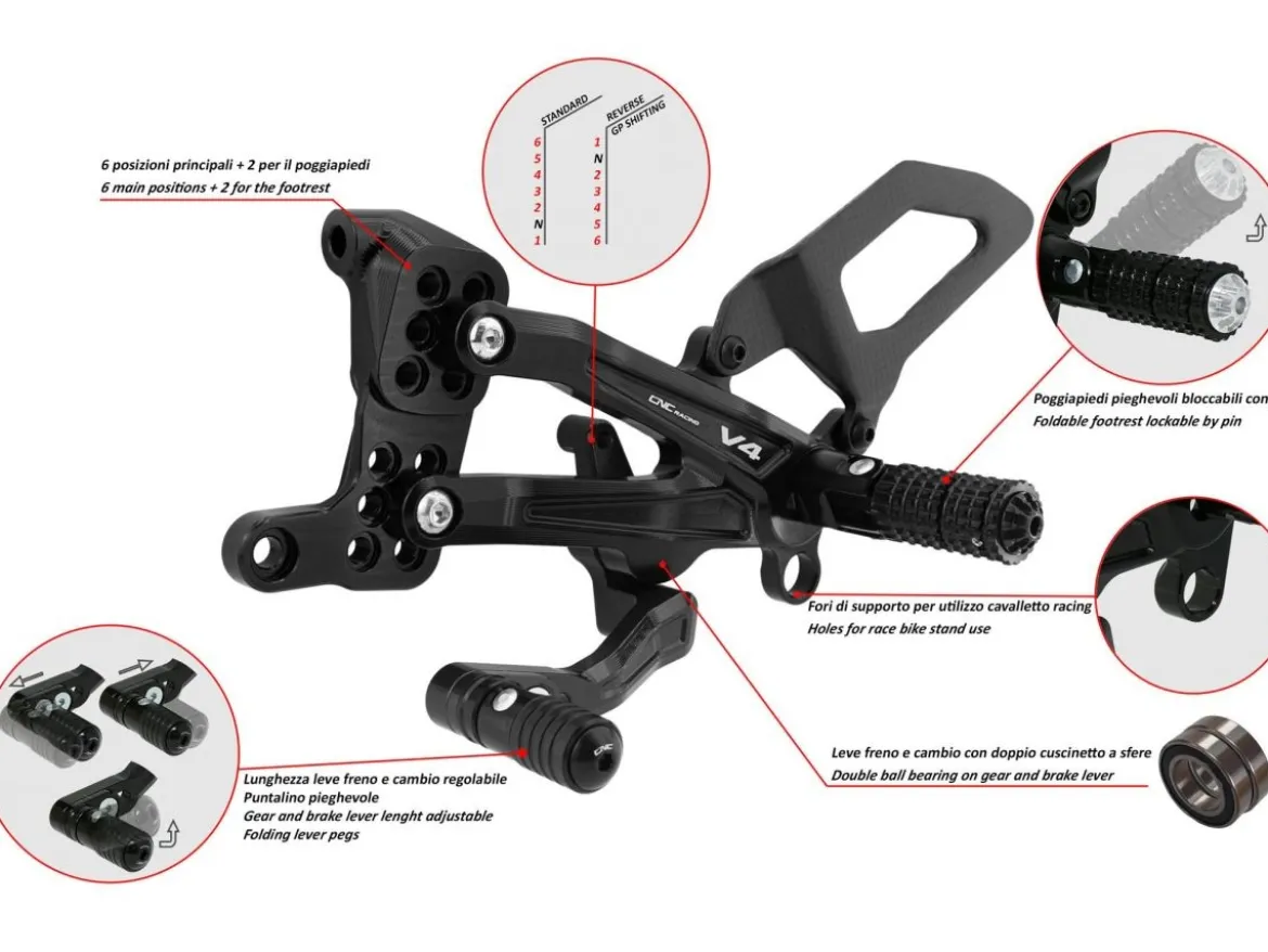 PEDANE REGOLABILI CNC RACING CARBON DUCATI STREETFIGHTER V4 / S 2020-2022
