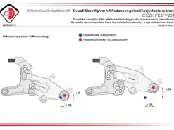 PEDANE REGOLABILI DBK DUCATI STREETFIGHTER V4 / S 2020-2023