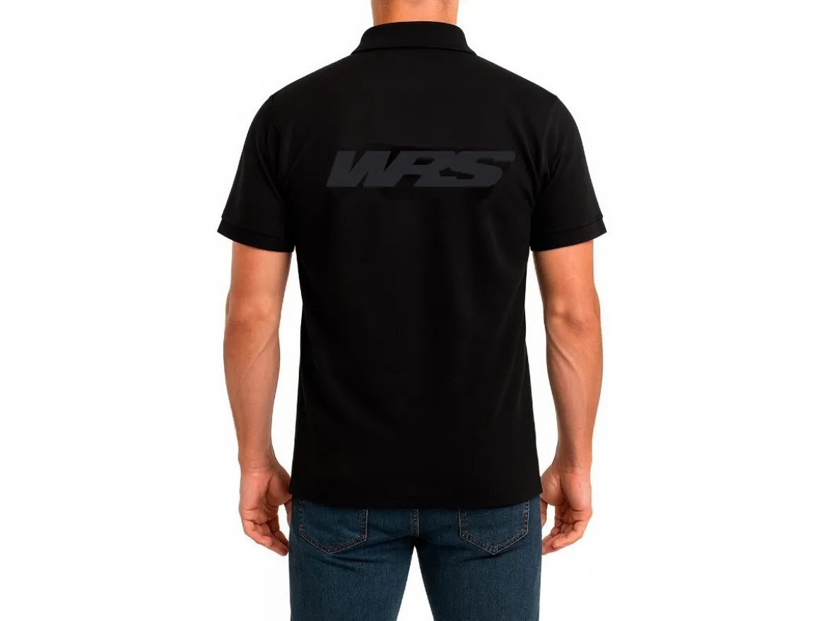 POLO MANICHE CORTE ORIGINALE WRS 100% COTONE LOGO NERO