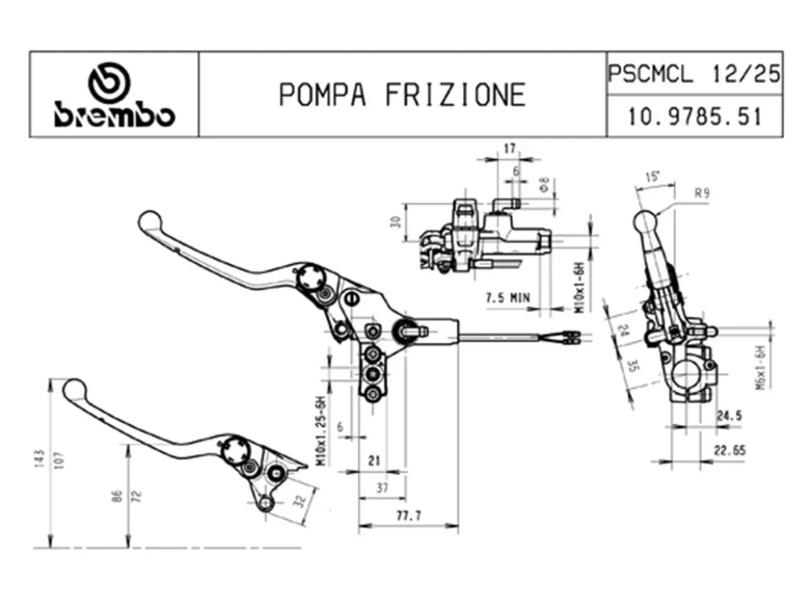 POMPA FRIZIONE ASSIALE ANTERIORE PSCMCL 12 BREMBO