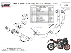SCARICO COMPLETO X-M1 MIVV ACCIAIO INOX APRILIA TUONO 660 2021-2024