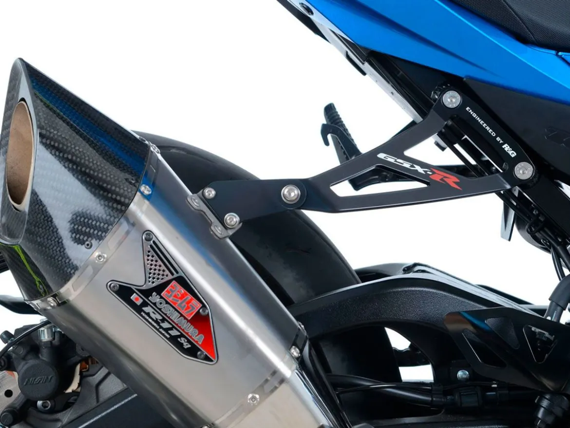 STAFFA SUPPORTO SCARICO + PIASTRA PEDANE POST R&G SUZUKI GSX-R 1000 / R 2017-2022