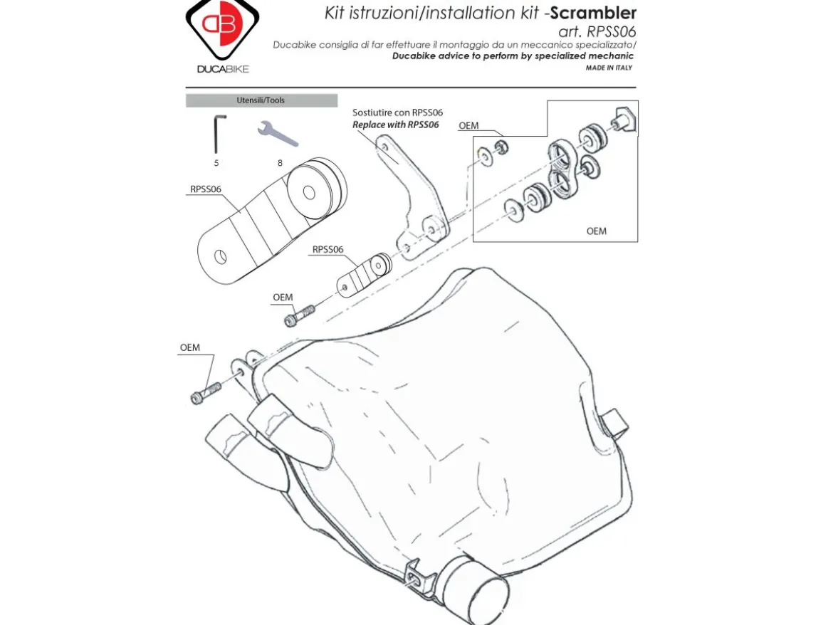 SUPPORTO SCARICO DBK DUCATI SCRAMBLER CAFE' RACER