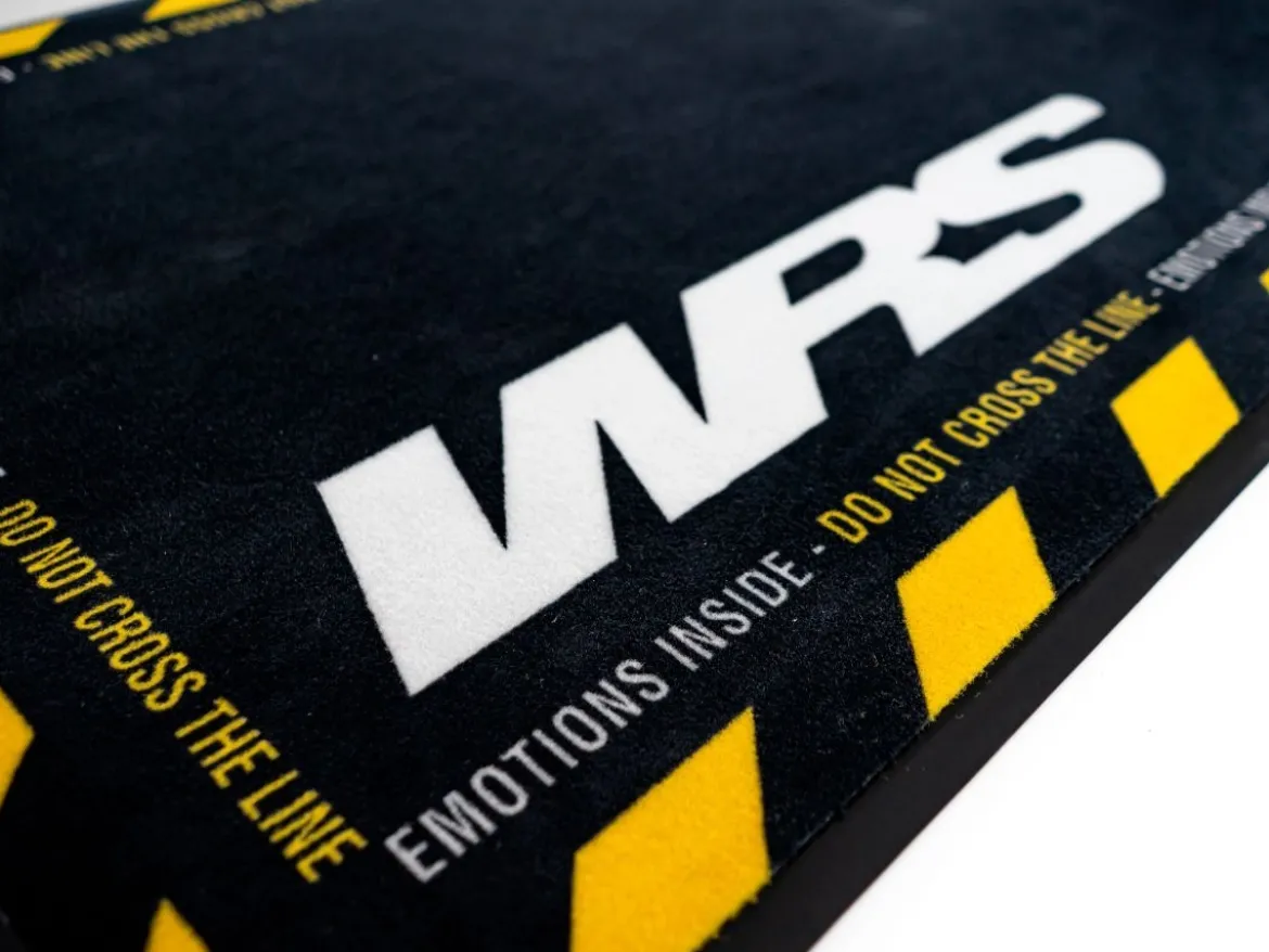 TAPPETO MOTO RETTANGOLARE ORIGINALE WRS CON LOGO E LINEA GIALLA