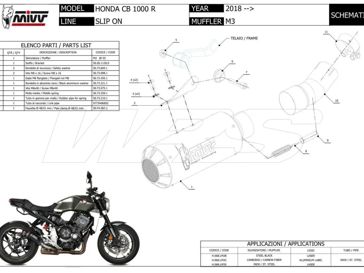 TERMINALE MIVV MK3 CARBONIO HONDA CB 1000 R 2018-2024