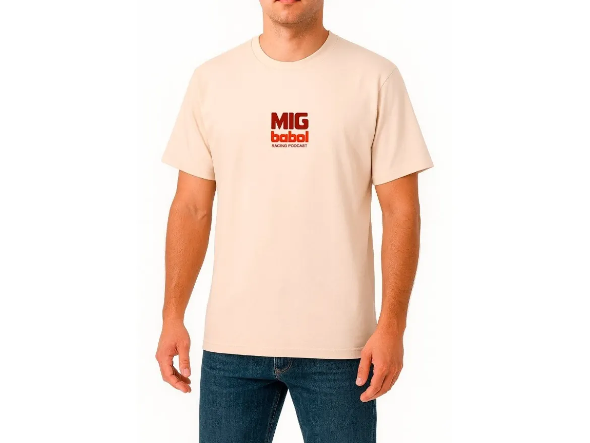 T-SHIRT OVER PREMIUM UFFICIALE MIG BABOL RACING PODCAST NERA 100% COTONE