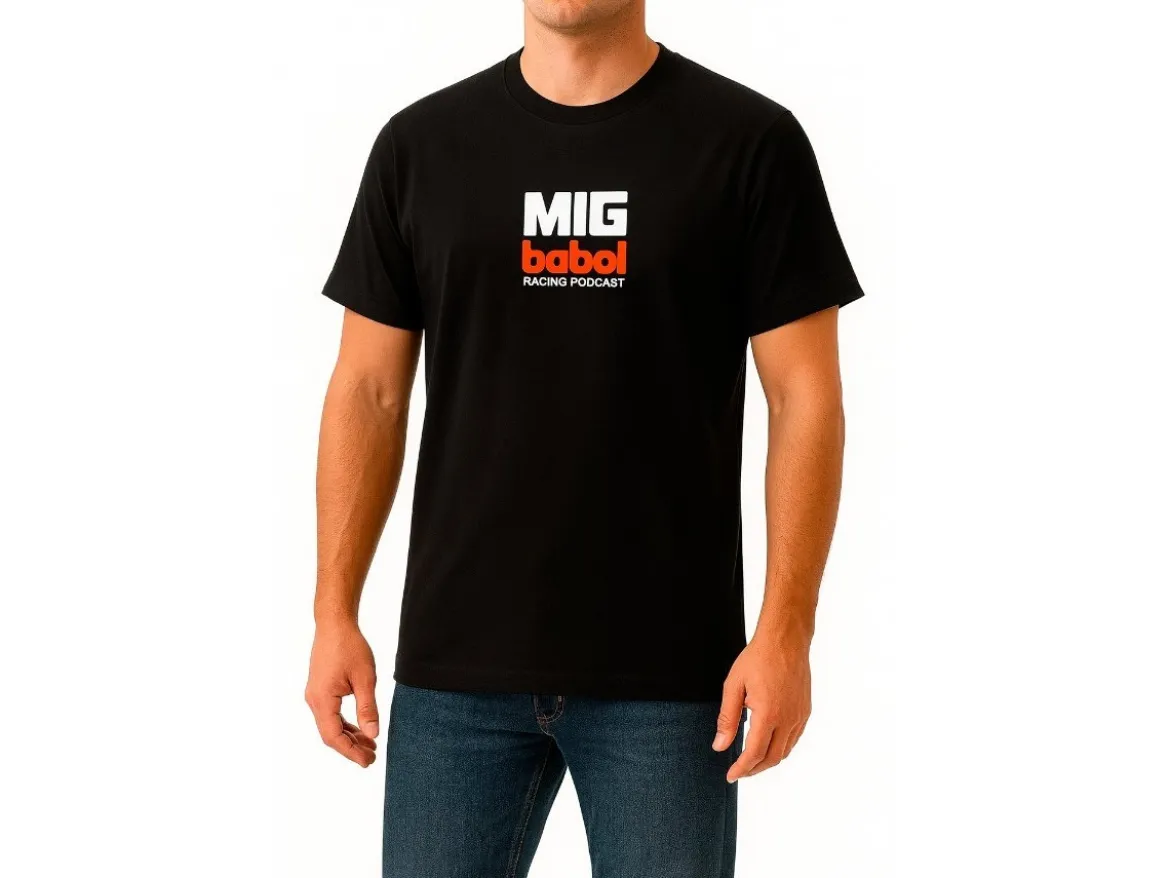 T-SHIRT UFFICIALE MIG BABOL RACING PODCAST NERA CON LOGO 100% COTONE