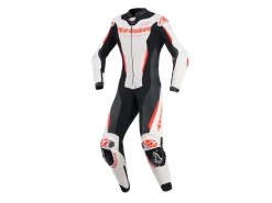 TUTA IN PELLE DONNA STELLA GP-R7 1 PEZZO BIANCO-NERO ALPINESTARS