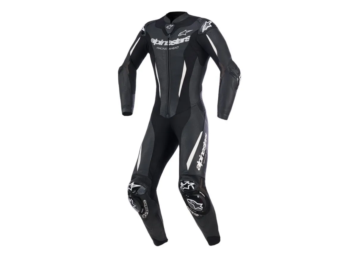 TUTA IN PELLE DONNA STELLA GP-R7 2 PEZZI BIANCO-NERO ALPINESTARS