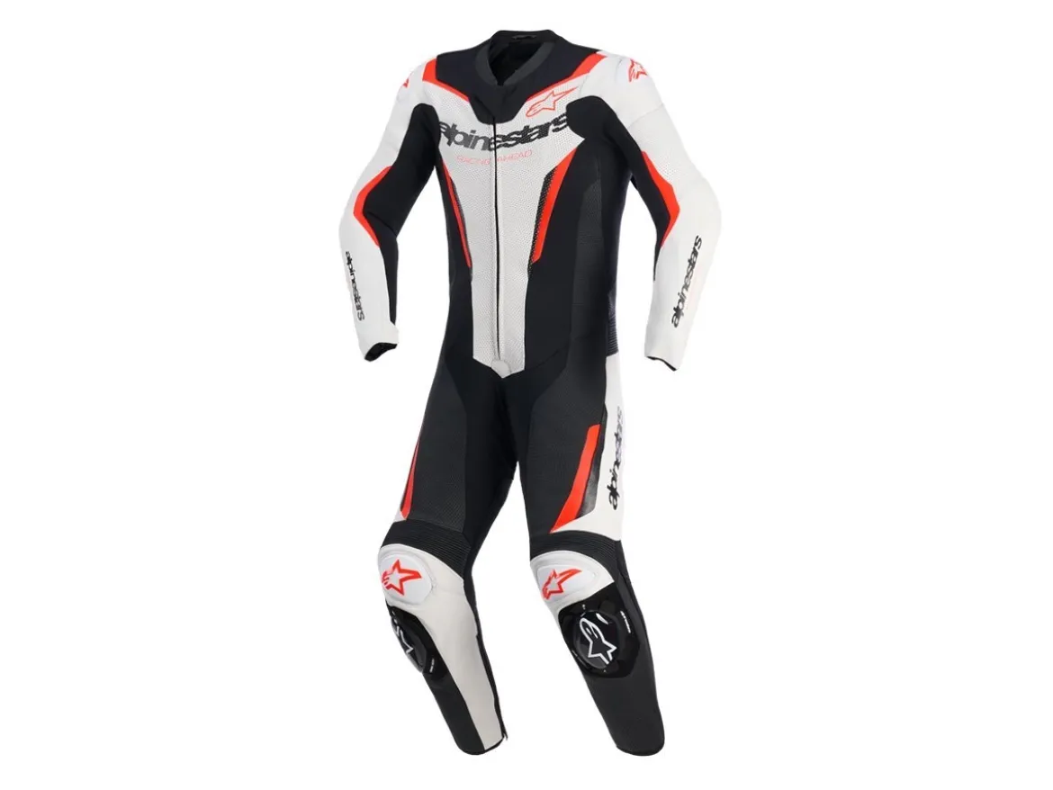 TUTA IN PELLE GP FORCE V2 1 PEZZO BIANCO-NERO ALPINESTARS