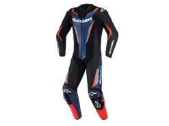 TUTA IN PELLE GP FORCE V2 1 PEZZO NERO-BLU ALPINESTARS